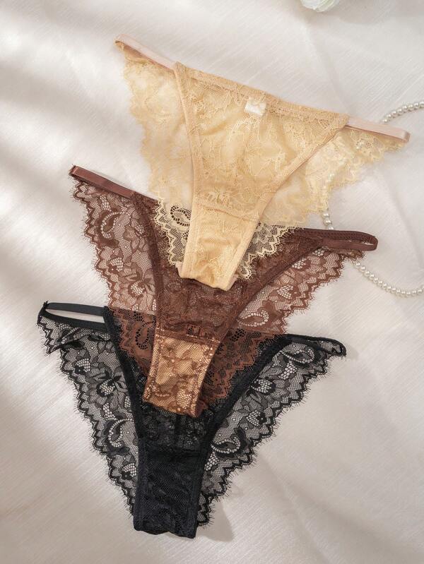 Kit C/ Peças De Calcinhas De Renda Floral