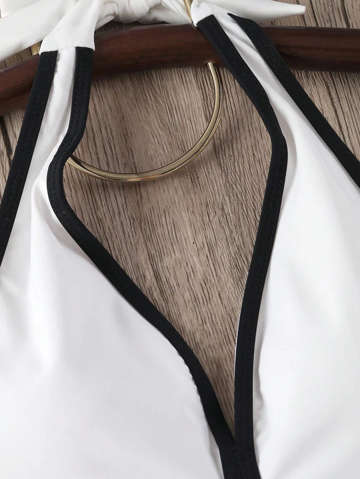 Maiô Style Decote Halter e Detalhe Flores