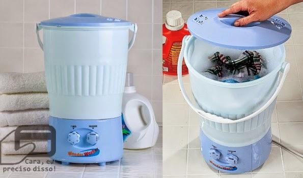 Nova Mini Máquina de Lavar Bivolt - Frete Grátis - Cor Azul + 1 Balde Extra