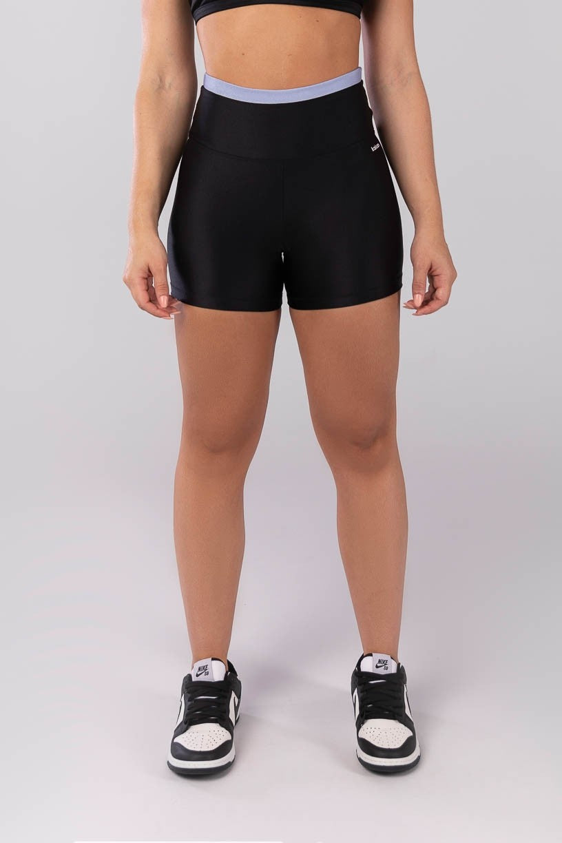 Short com Vira (Preto / Azul Claro) | Ref: K4117-B