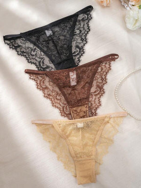 Kit C/ Peças De Calcinhas De Renda Floral