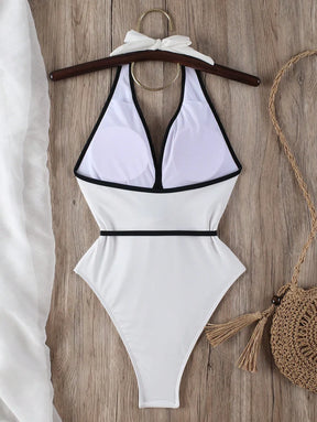Maiô Style Decote Halter e Detalhe Flores