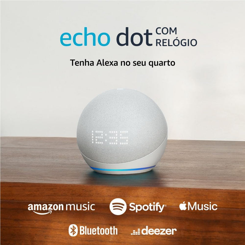 Echo Dot 5ª geração com Relógio | Smart speaker com Alexa | OFERTA DIA DAS MÃES