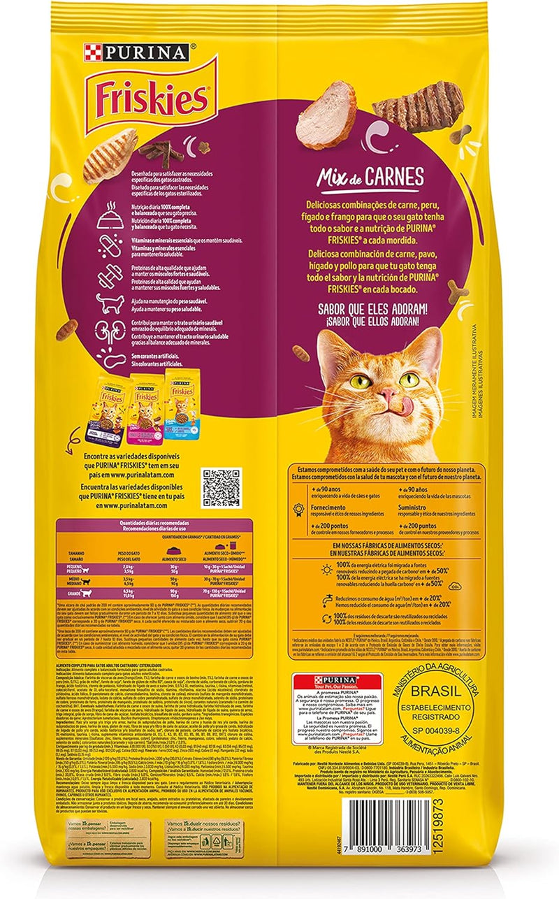 Purina Friskies Ração Gatos Castrados Friskies Mix De Carne 10 1Kg