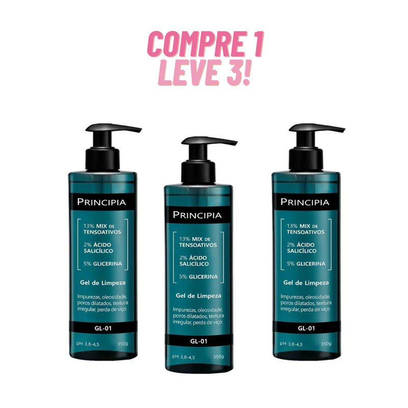 3x Gel de Limpeza Facial Principia - GL-01 - 350ml