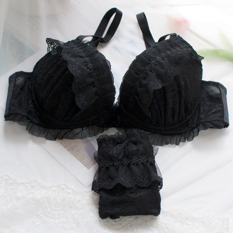 Kit C/ 3x Conjuntos de Lingerie de Renda Toque Macio