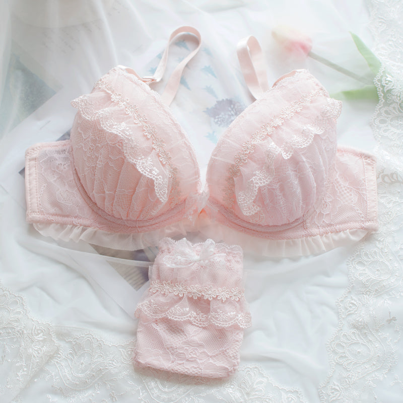 Kit C/ 3x Conjuntos de Lingerie de Renda Toque Macio