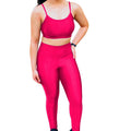 Conjunto Top + Legging Canelado Top Com Bojo Removível Costura Reforçada Academia Poliamida Premium Brilho Crossfit