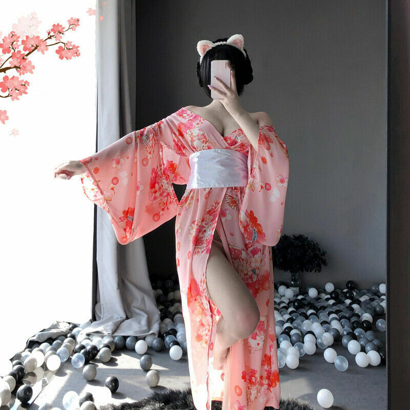 Sexy Kimono Floral em Seda