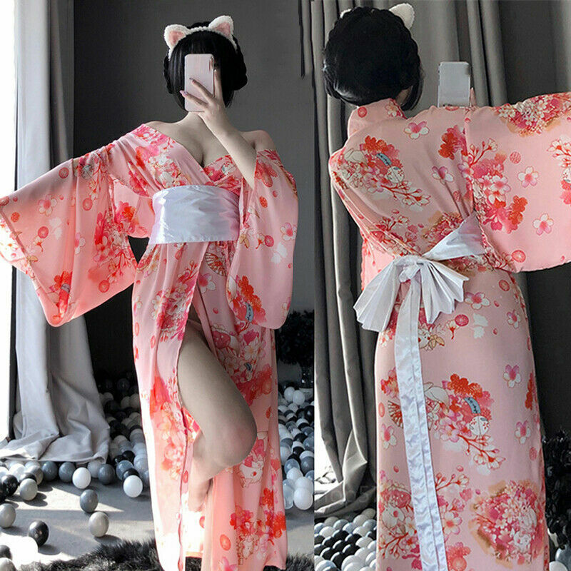 Sexy Kimono Floral em Seda