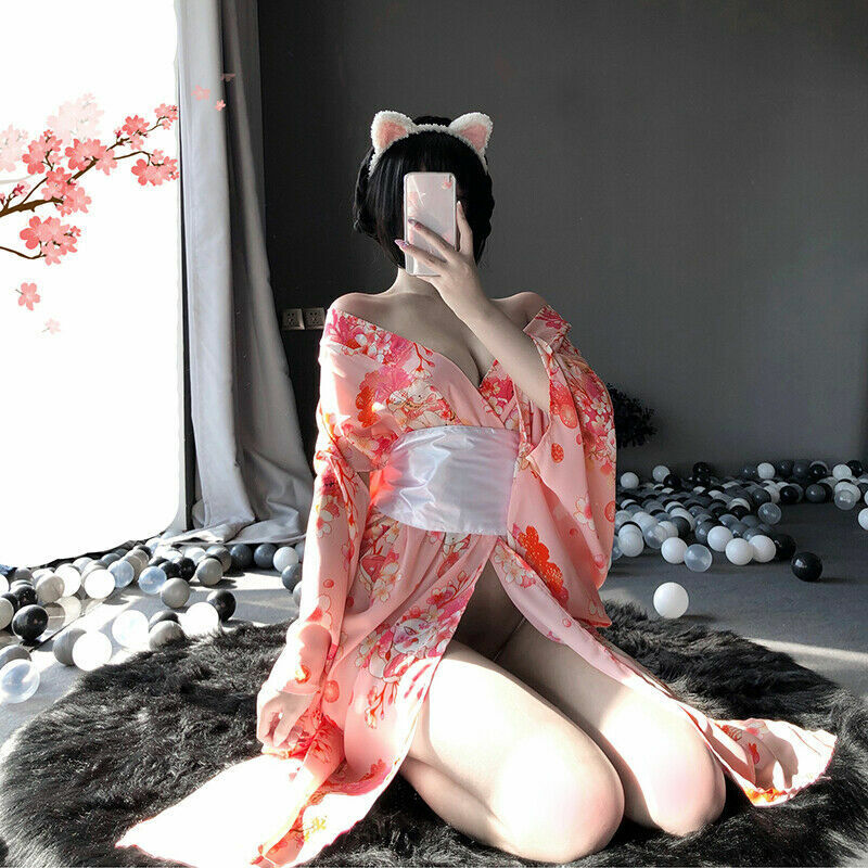 Sexy Kimono Floral em Seda