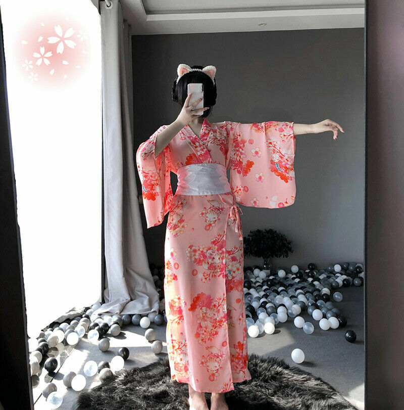 Sexy Kimono Floral em Seda